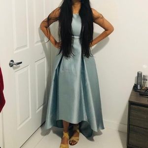 Silver blue high low dress.